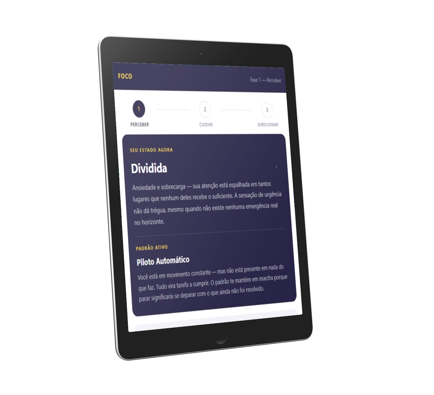 App FOCO — Fase Perceber
